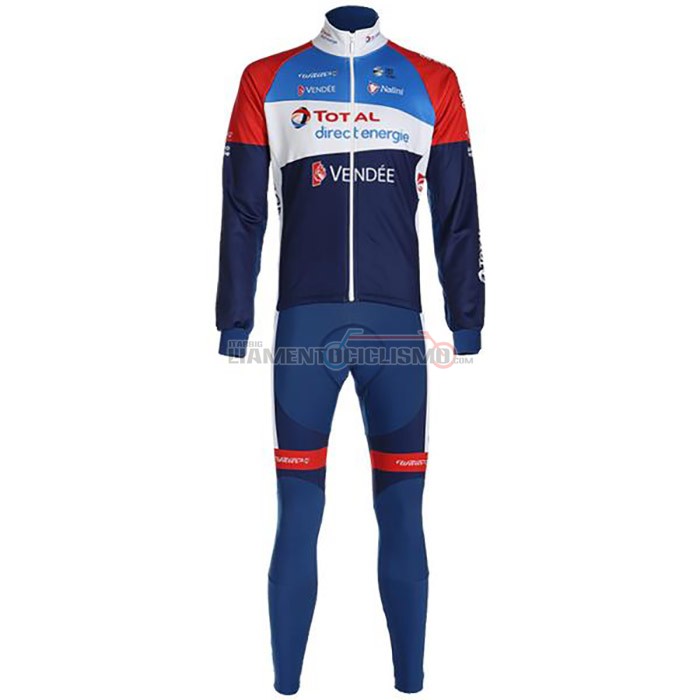 Abbigliamento Ciclismo Direct Energie Manica Lunga 2020 Scuro Blu Rosso